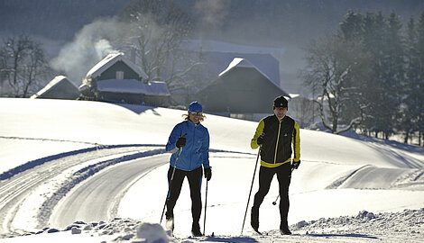 Langlaufen in einer herrlichen Winterlandschaft